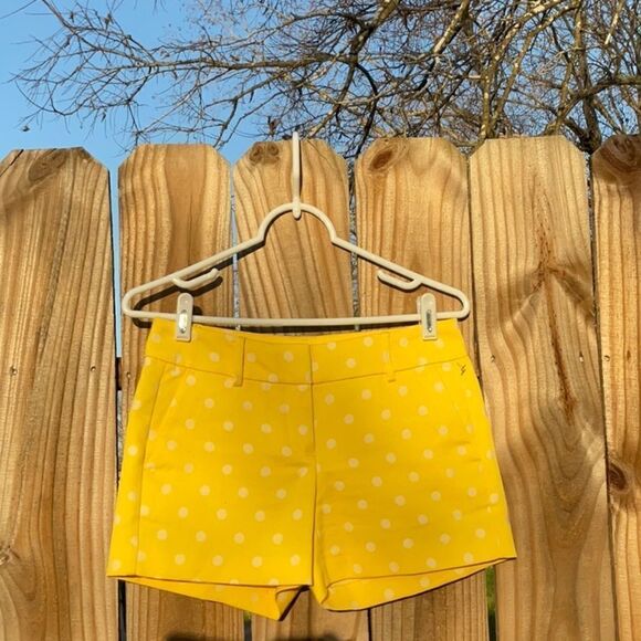 Take 50% OFF- Ann Taylor Yellow Polka-dot Signature Shorts, Size-0P - Picture 3 of 5